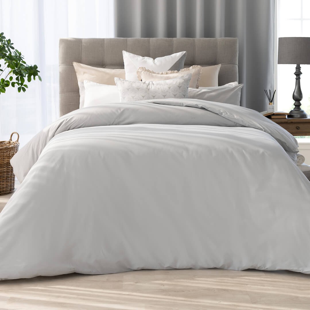 Grey Cotton 200TC Duvet Cover Set (King)