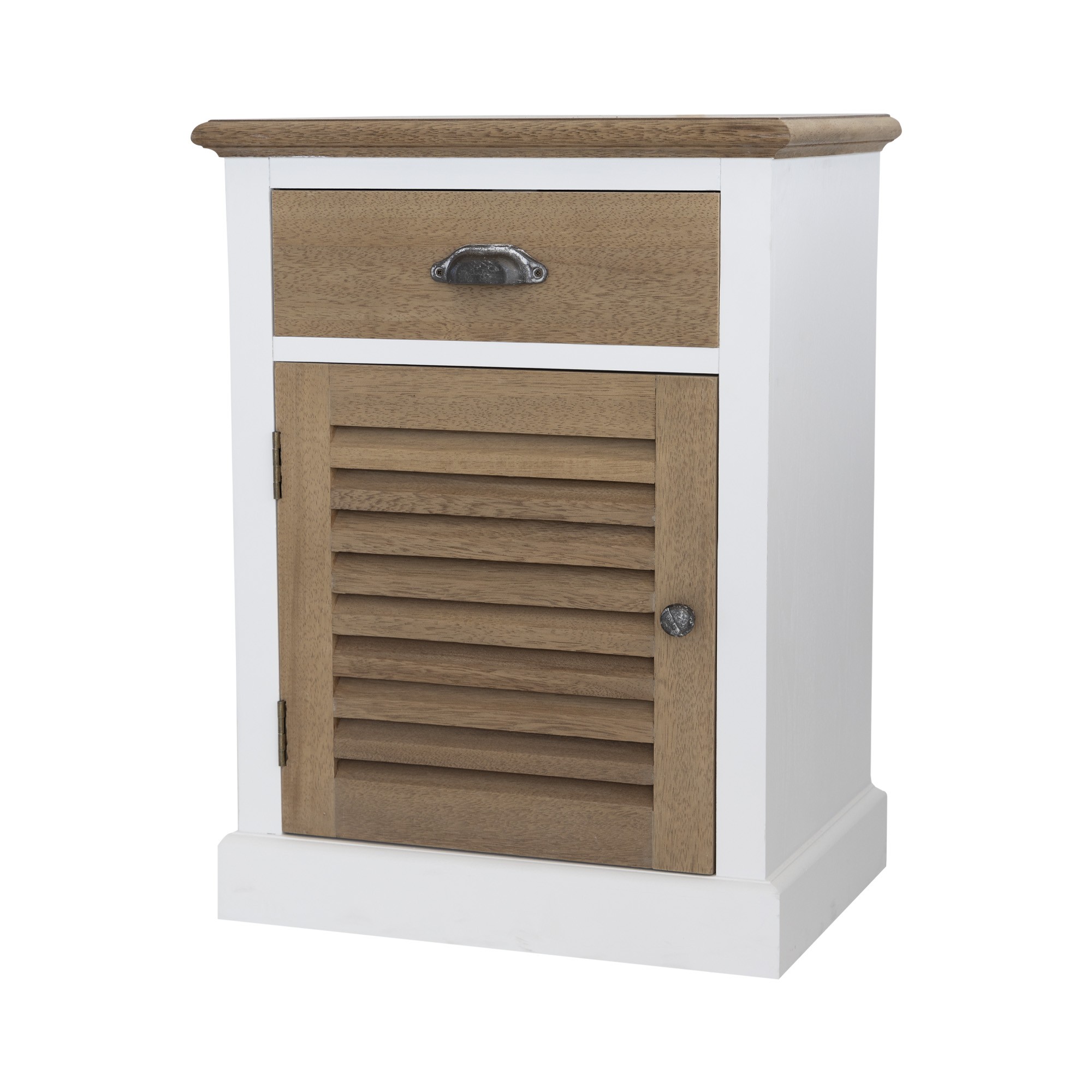 Crest White & Natural Bedside Table Volpes