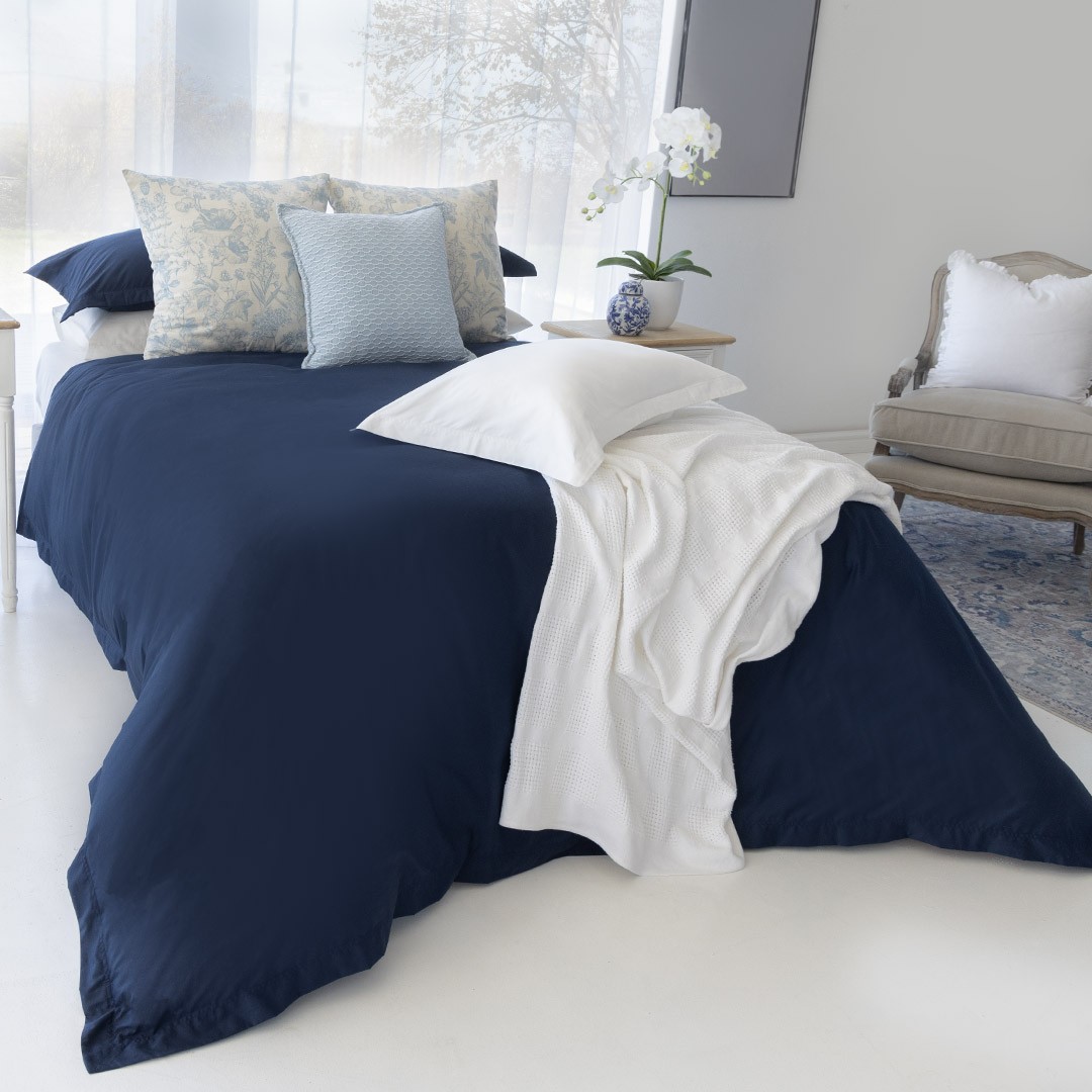 Oxford Midnight Blue 300tc Egyptian Cotton Duvet Cover Set Volpes